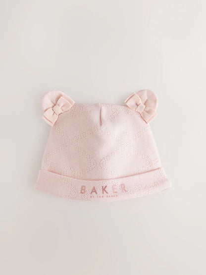 Baker by Ted Baker Pink Pointelle Wrap-Over Sleepsuit &amp; Hat Set