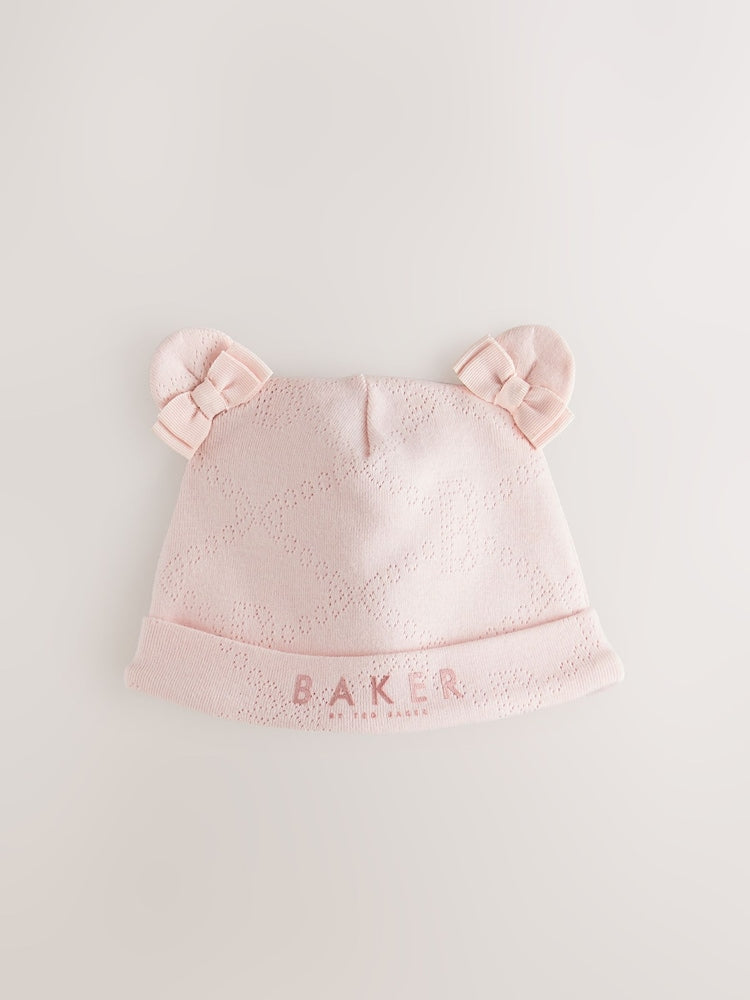 Baker by Ted Baker Pink Pointelle Wrap-Over Sleepsuit &amp; Hat Set