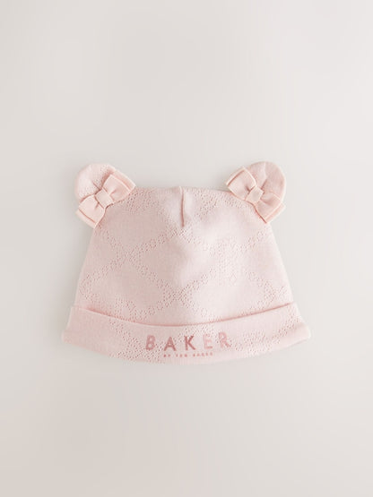Baker by Ted Baker Pink Pointelle Wrap-Over Sleepsuit &amp; Hat Set