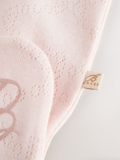 Baker by Ted Baker Pink Pointelle Wrap-Over Sleepsuit &amp; Hat Set