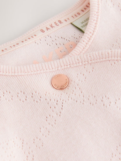 Baker by Ted Baker Pink Pointelle Wrap-Over Sleepsuit &amp; Hat Set