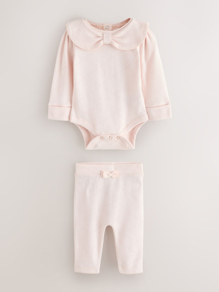 Baker by Ted Baker Pointelle Bow Bodysuit &amp; Legging Set 2 Piece