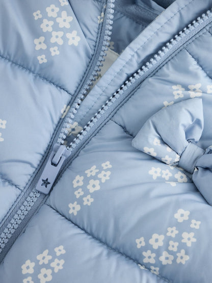 Blue Floral Shower Resistant Fleece Lined Padded Coat (3mths-7yrs)