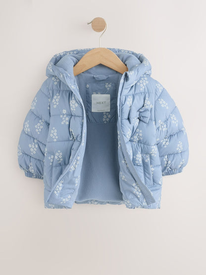 Blue Floral Shower Resistant Fleece Lined Padded Coat (3mths-7yrs)