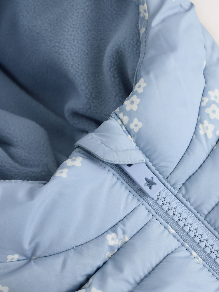 Blue Floral Shower Resistant Fleece Lined Padded Coat (3mths-7yrs)