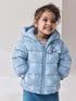 Blue Floral Shower Resistant Fleece Lined Padded Coat (3mths-7yrs)