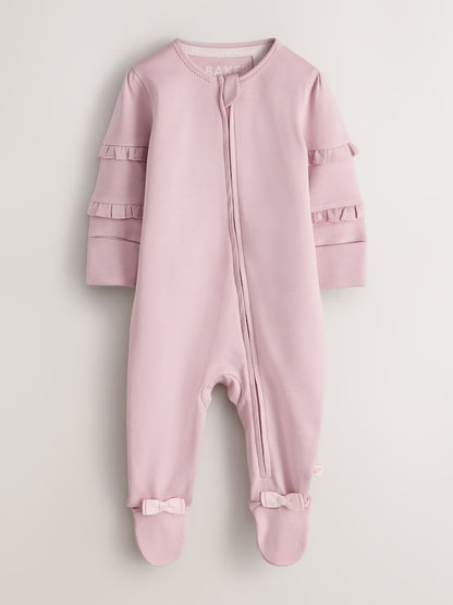 Baker by Ted Baker Pink/White Cotton Printed Sleepsuits 3 Pack