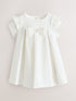 Baker by Ted Baker Cream Pique Pleated Woven Bow Detail Dress