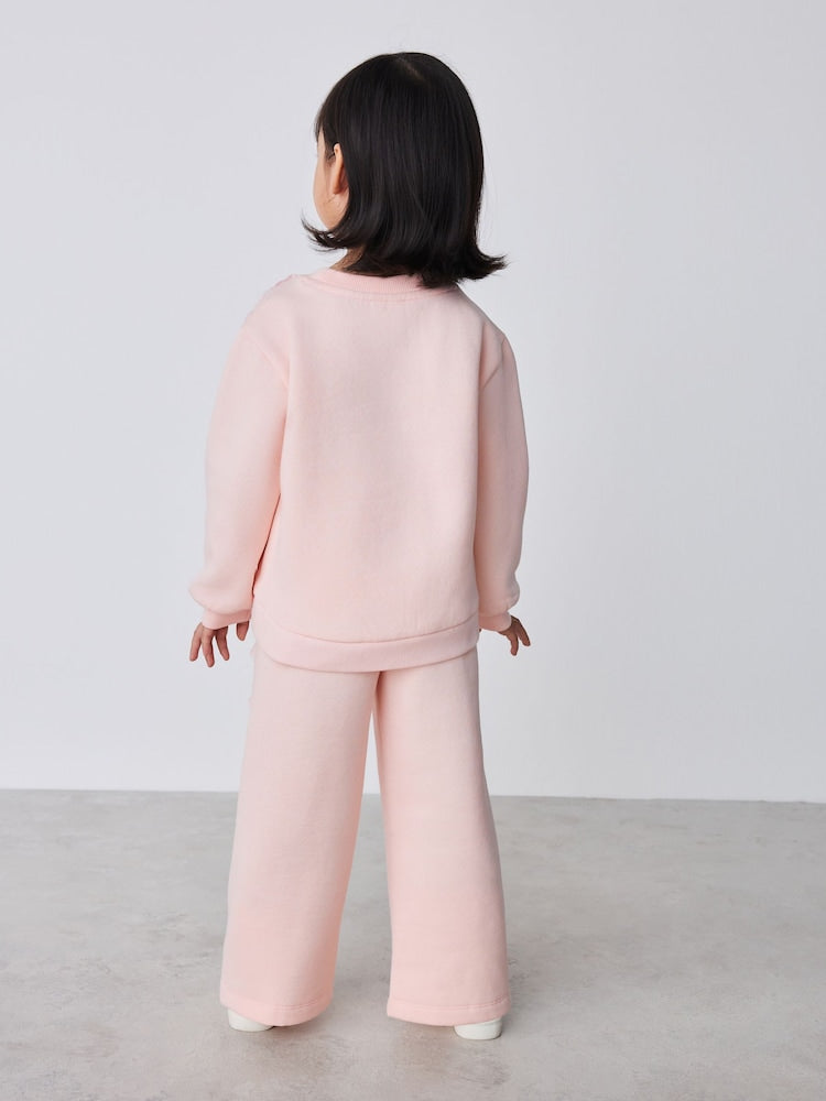 Baker by Ted Baker Pink Lace Trim Sweat Top &amp; Joggers Set 2 Piece