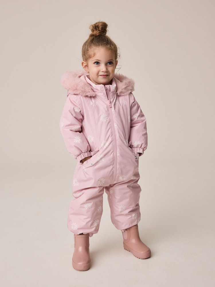 Pink Floral Waterproof Printed Snowsuit (3mths-7yrs) - Pink Floral / 12-18 Months (80-86cm)