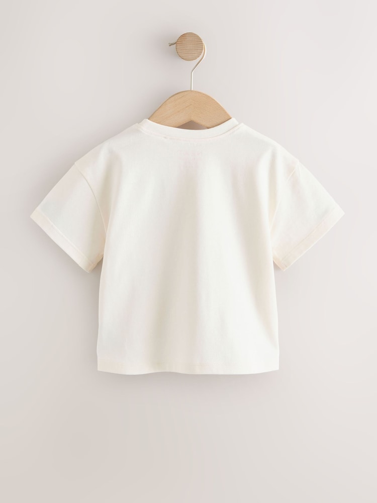 Ecru White Padded Bunny Short Sleeve T-Shirt (3mths-7yrs)