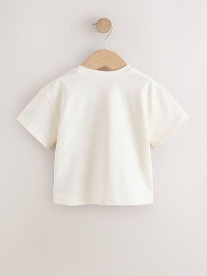 Ecru White Padded Bunny Short Sleeve T-Shirt (3mths-7yrs)