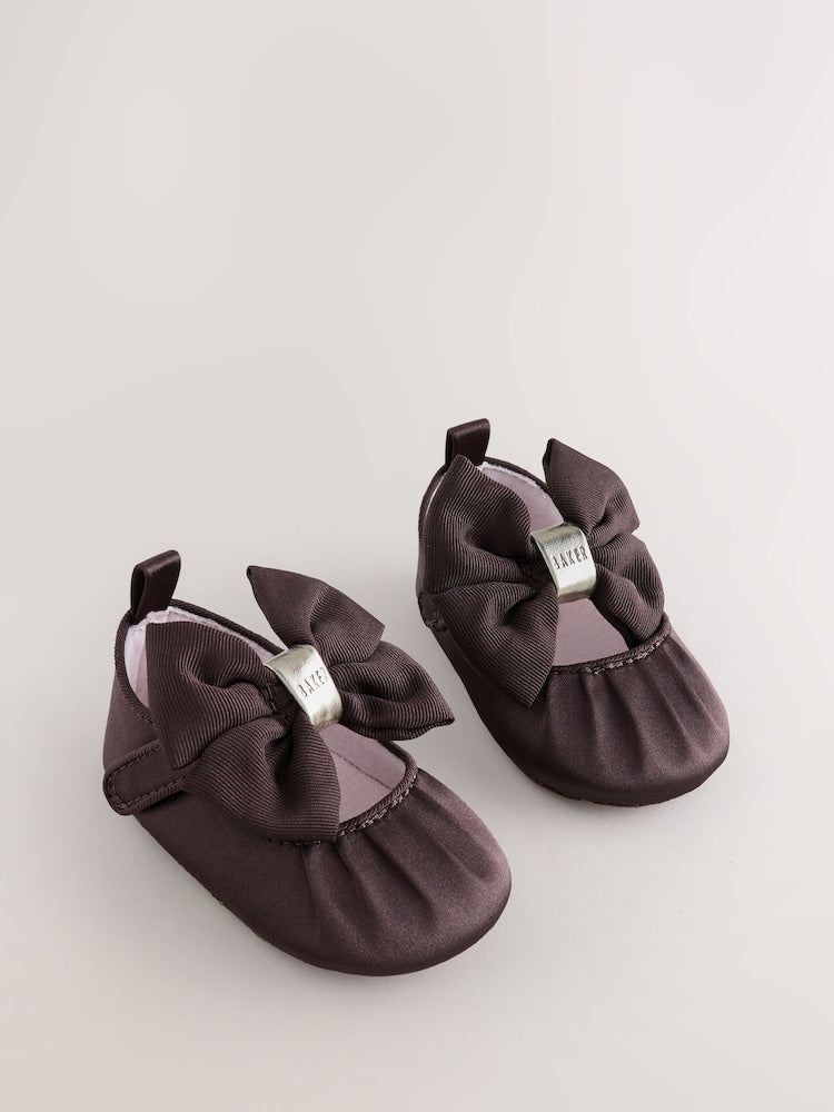 Baker by Ted Baker Brown Padders Shoes With Bow - Size Up To 3 Months (50 - 62cm) - Brown