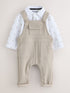 Baker by Ted Baker Stone Textured Dungaree and All Over Print Polo Shirt Set