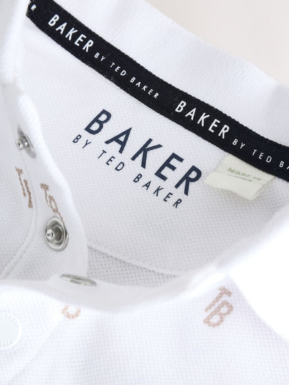 Baker by Ted Baker Stone Textured Dungaree and All Over Print Polo Shirt Set