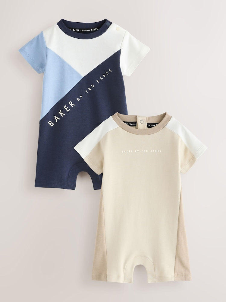 Baker by Ted Baker 2 Pack Colourblock Rompers