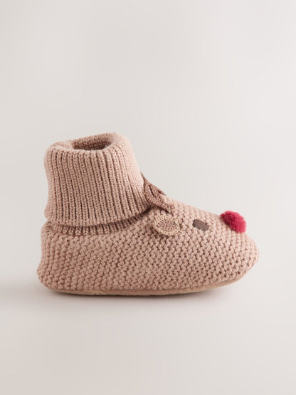 Brown Reindeer Baby Sock Top Boots (0-18mths)