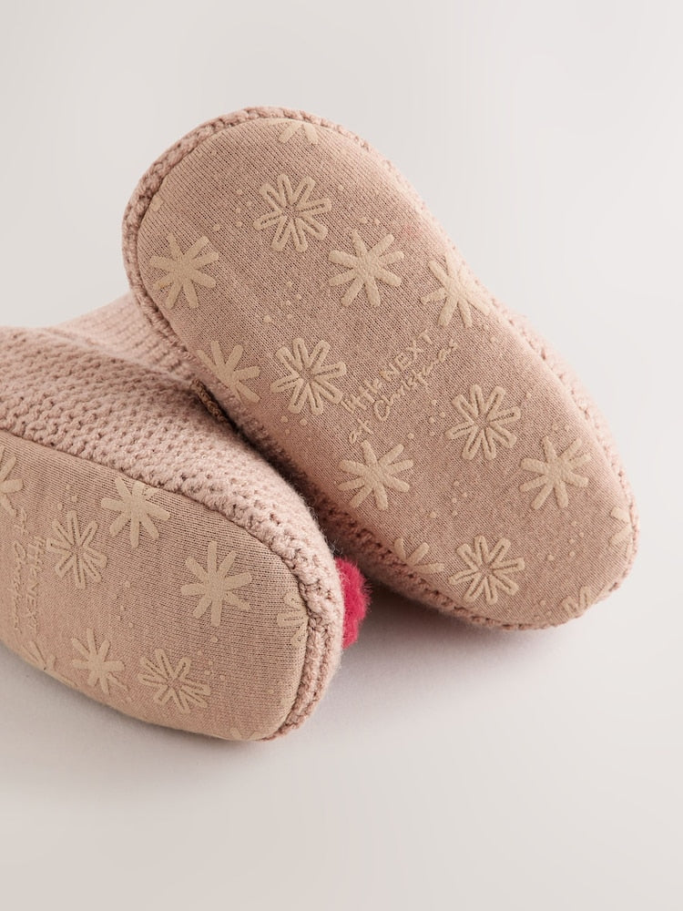 Brown Reindeer Baby Sock Top Boots (0-18mths)