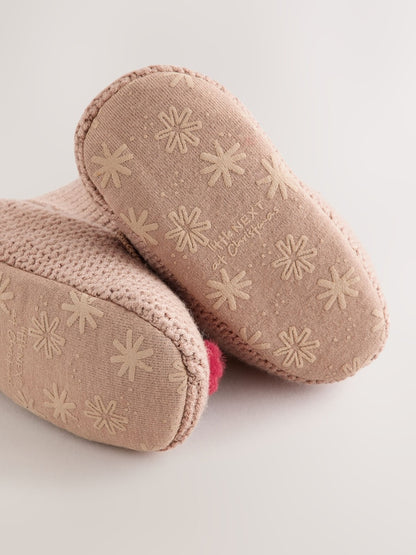 Brown Reindeer Baby Sock Top Boots (0-18mths)