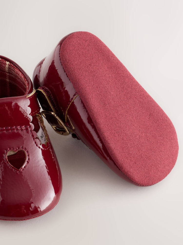 Burgundy Red Baby T-Bar Shoes (0-18mths)