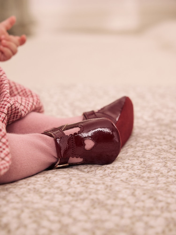 Burgundy Red Baby T-Bar Shoes (0-18mths)