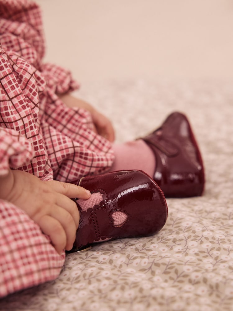 Burgundy Red Baby T-Bar Shoes (0-18mths)