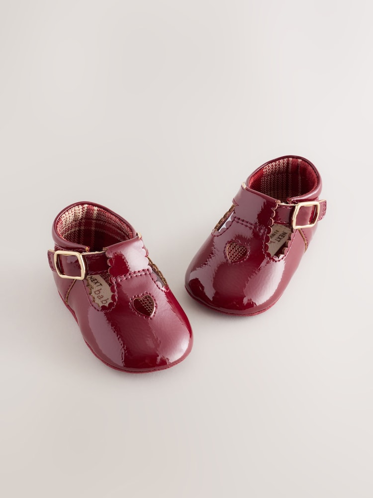 Burgundy Red Baby T-Bar Shoes (0-18mths)
