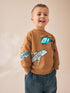 Tan Brown All Over Printed Crew Neck Sweat Top (3mths-7yrs) - 12-18 Months (80-86cm)