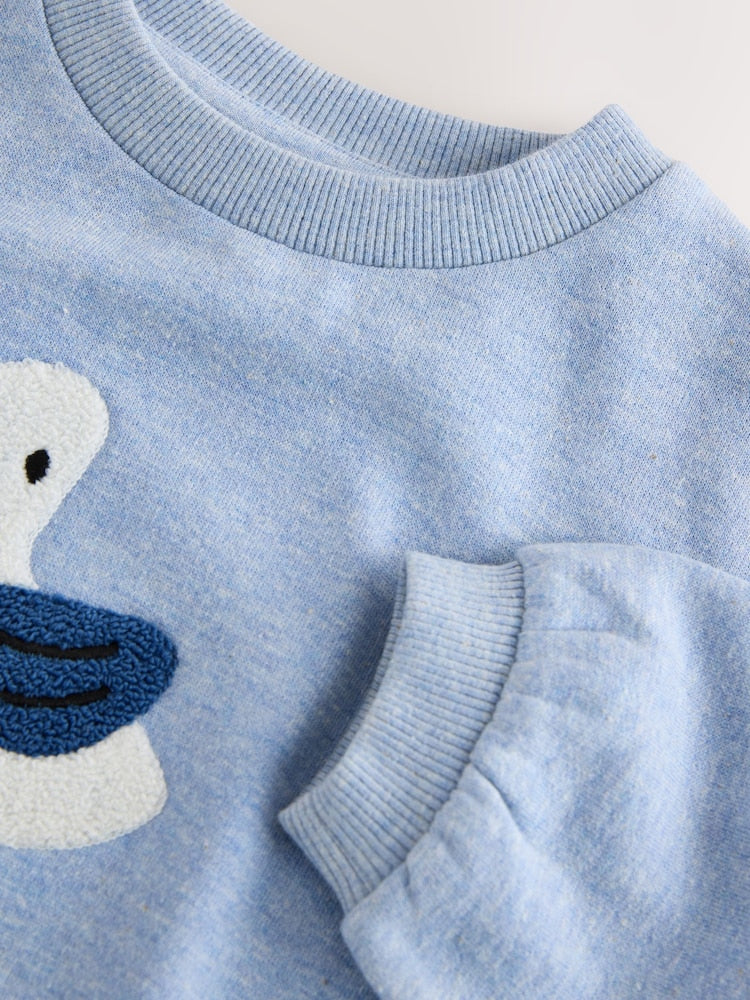 Light Blue Goose Printed Crew Neck Sweat Top (3mths-7yrs)