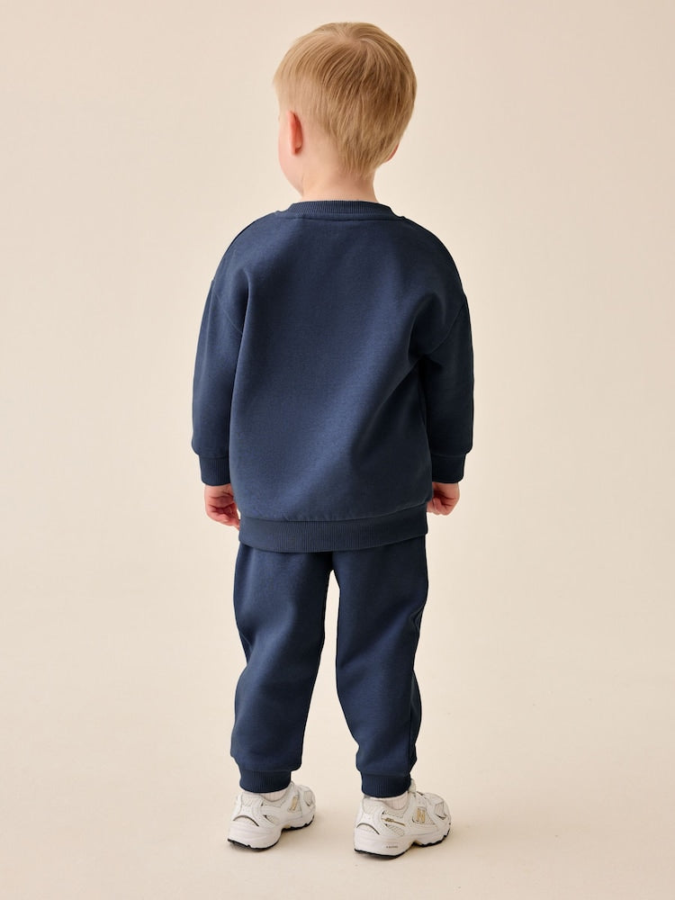 Navy Smile Logo Sweatshirt And Joggers Set (3mths-7yrs)