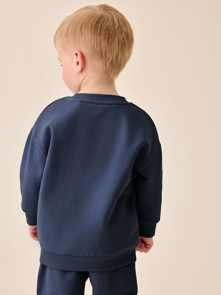 Navy Smile Logo Sweatshirt And Joggers Set (3mths-7yrs)