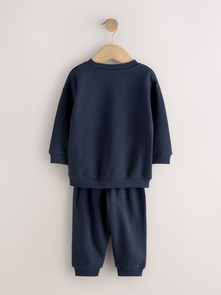Navy Smile Logo Sweatshirt And Joggers Set (3mths-7yrs)