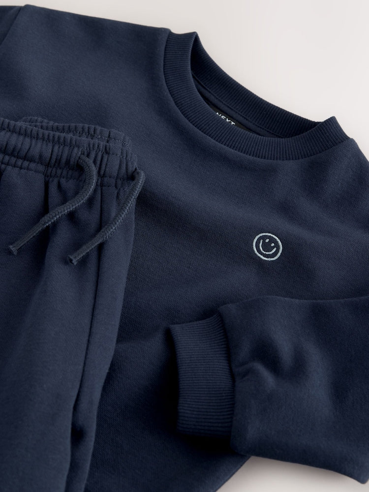 Navy Smile Logo Sweatshirt And Joggers Set (3mths-7yrs)