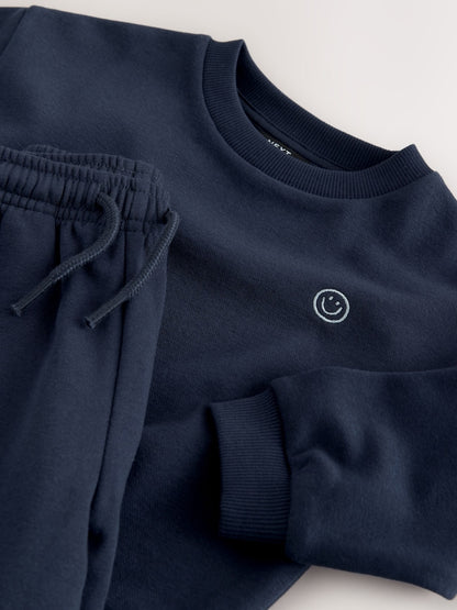 Navy Smile Logo Sweatshirt And Joggers Set (3mths-7yrs)