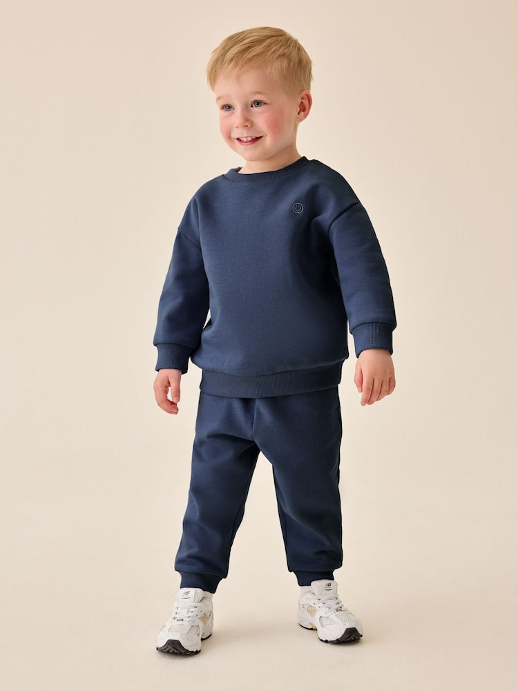 Navy Smile Logo Sweatshirt And Joggers Set (3mths-7yrs)