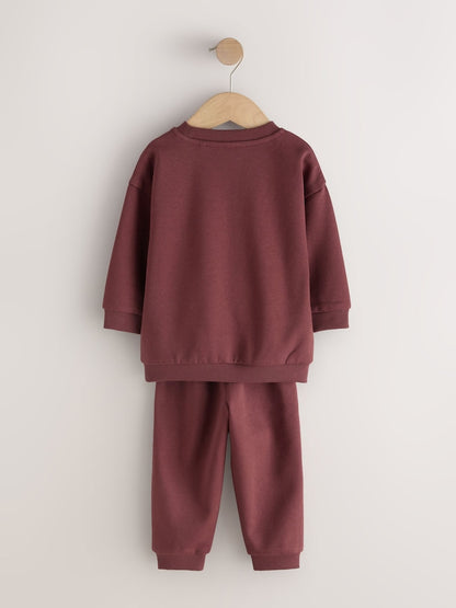 Rust Red Smile Logo Sweatshirt And Joggers Set (3mths-7yrs)