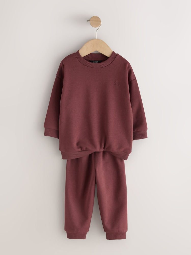 Rust Red Smile Logo Sweatshirt And Joggers Set (3mths-7yrs)