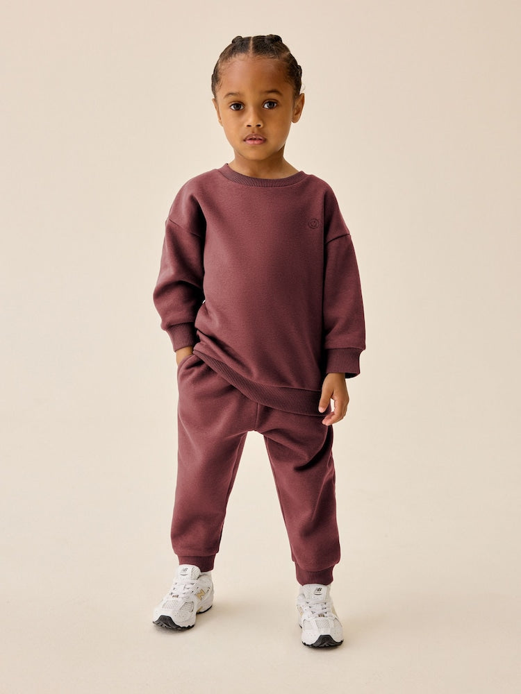 Rust Red Smile Logo Sweatshirt And Joggers Set (3mths-7yrs)