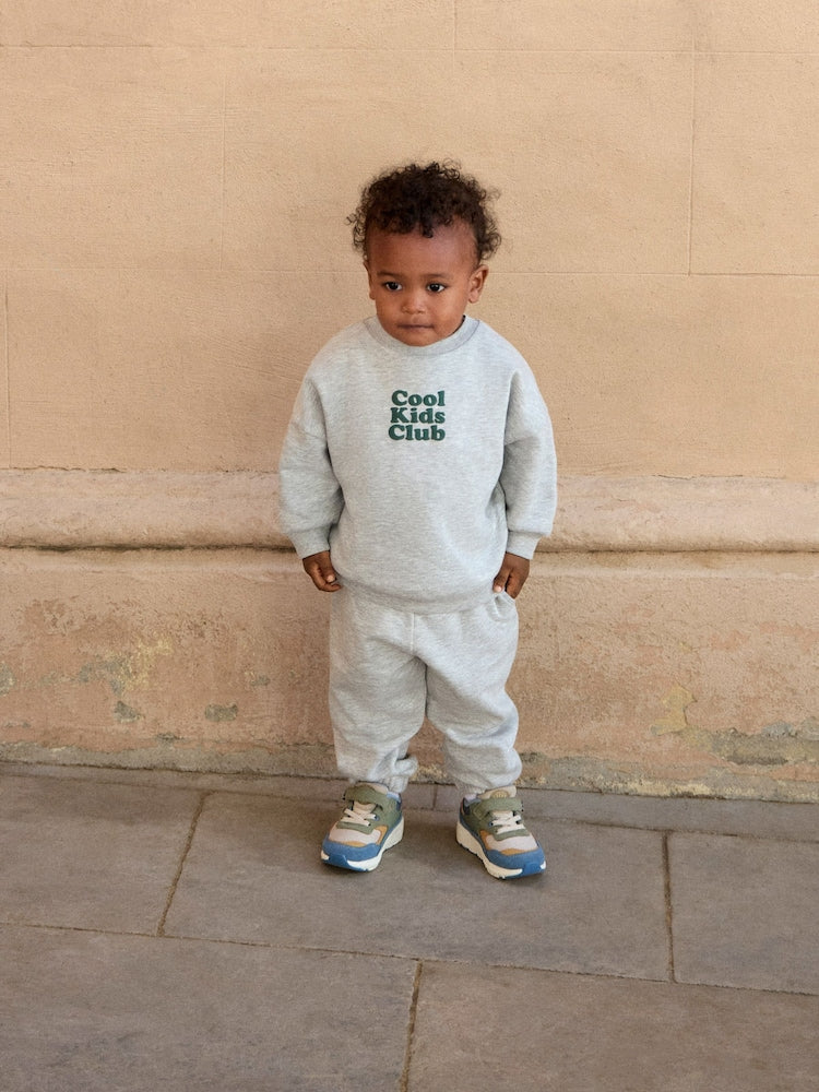 Grey Back Print Crew Neck Joggers Set (3mths-7yrs)