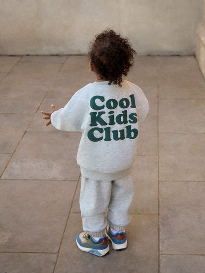 Grey Back Print Crew Neck Joggers Set (3mths-7yrs)