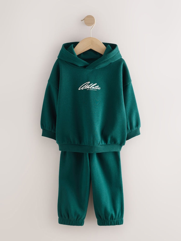 Dark Green Back Print Hoodie and Joggers Set (3mths-7yrs)