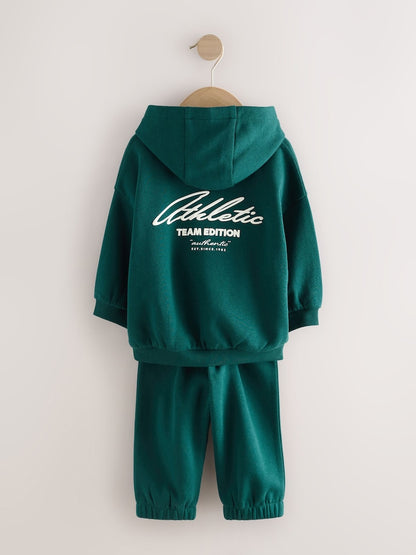 Dark Green Back Print Hoodie and Joggers Set (3mths-7yrs)