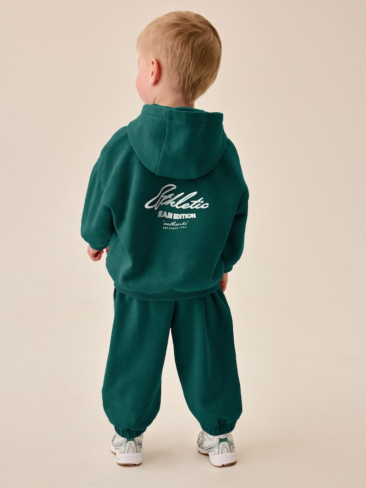 Dark Green Back Print Hoodie and Joggers Set (3mths-7yrs)