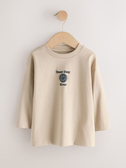 Monochrome Smile Face Long Sleeve Graphic