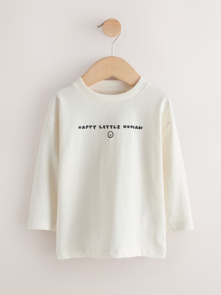 Monochrome Smile Face Long Sleeve Graphic