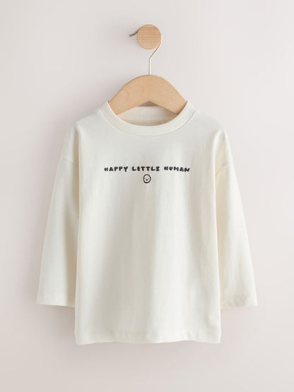 Monochrome Smile Face Long Sleeve Graphic