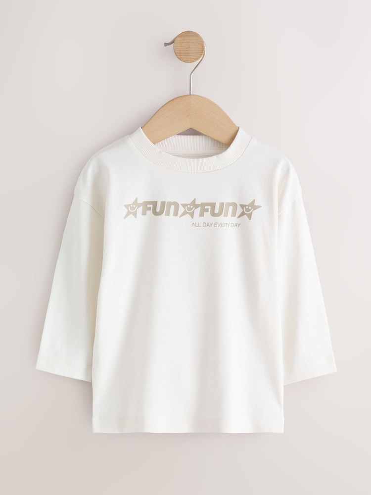Multi Black Star Slogan Long Sleeve
