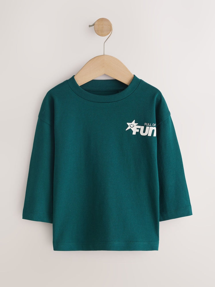 Multi Black Star Slogan Long Sleeve