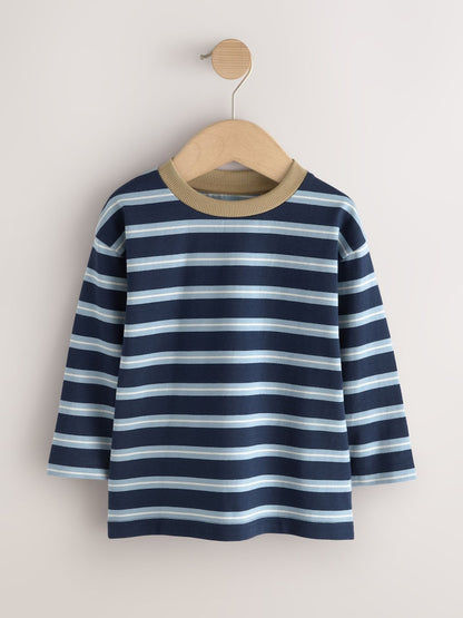 Blue/Neutral Dog Stripe Long Sleeve Graphic