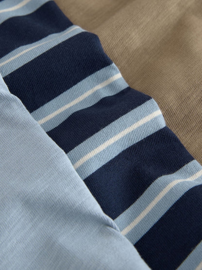 Blue/Neutral Dog Stripe Long Sleeve Graphic